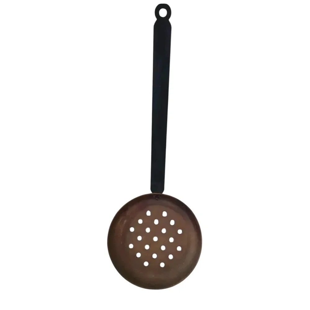 3‎ Vintage Copper & Brass Primitive Hanging Long Handle Skillet Dipper Strainer